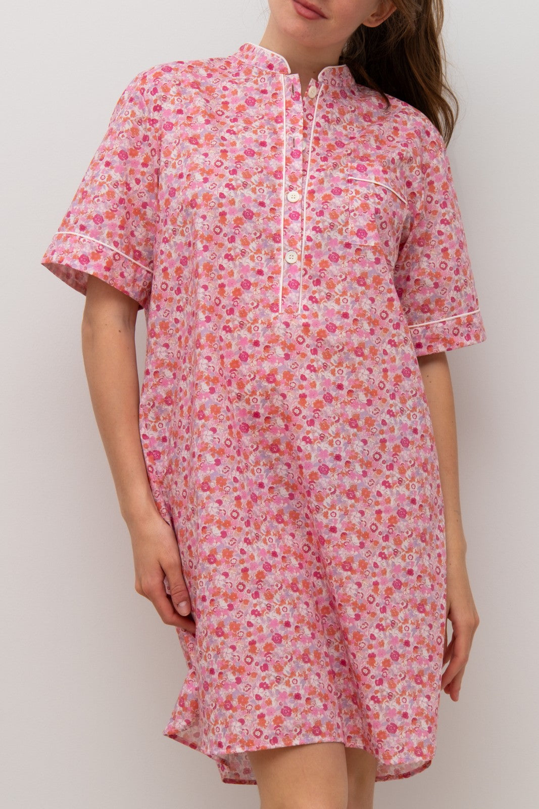 CAMICIA DA NOTTE LIBERTY MANICHE CORTE GEORGIE NCDL GEORGIEROSA SILVIA SCALMANA 