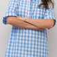 CAMICIA DA NOTTE MANICHE CORTE QUADRONE AZZURRO PROFILO FRAGOLA NCDPQDR AZZFRG SILVIA SCALMANA 