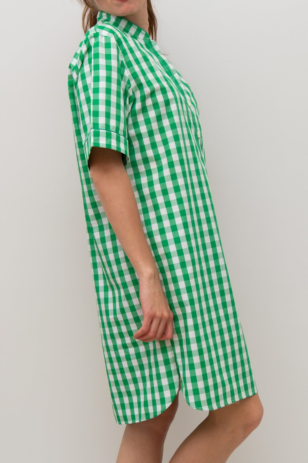 CAMICIA DA NOTTE MANICHE CORTE QUADRO PRATO PROFILO VERDE NCDPQDR VERVER SILVIA SCALMANA 