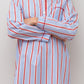 CAMICIA DA NOTTE MANICHE LUNGHE RIGA FONDO AZZURRO/ROSSA PROFILO ROSSO NLDPRFO AZZROS SILVIA SCALMANA 