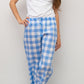PANTALONI LINO QUADRONE AZZURRO PADIQDR AZZ SILVIA SCALMANA 