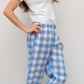 PANTALONI LINO QUADRONE AZZURRO PADIQDR AZZ SILVIA SCALMANA 