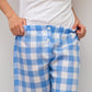 PANTALONI LINO QUADRONE AZZURRO PADIQDR AZZ SILVIA SCALMANA 
