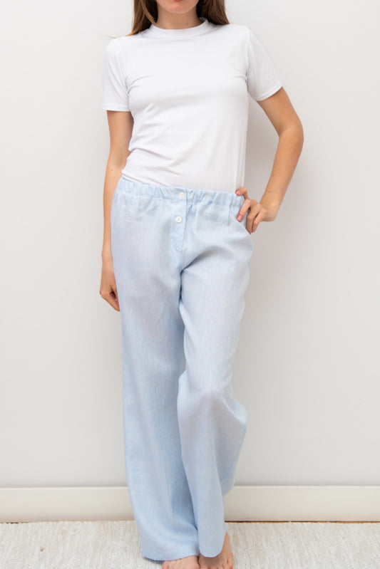PANTALONI LINO UNITO AZZURRO PADIUNI AZZ SILVIA SCALMANA 