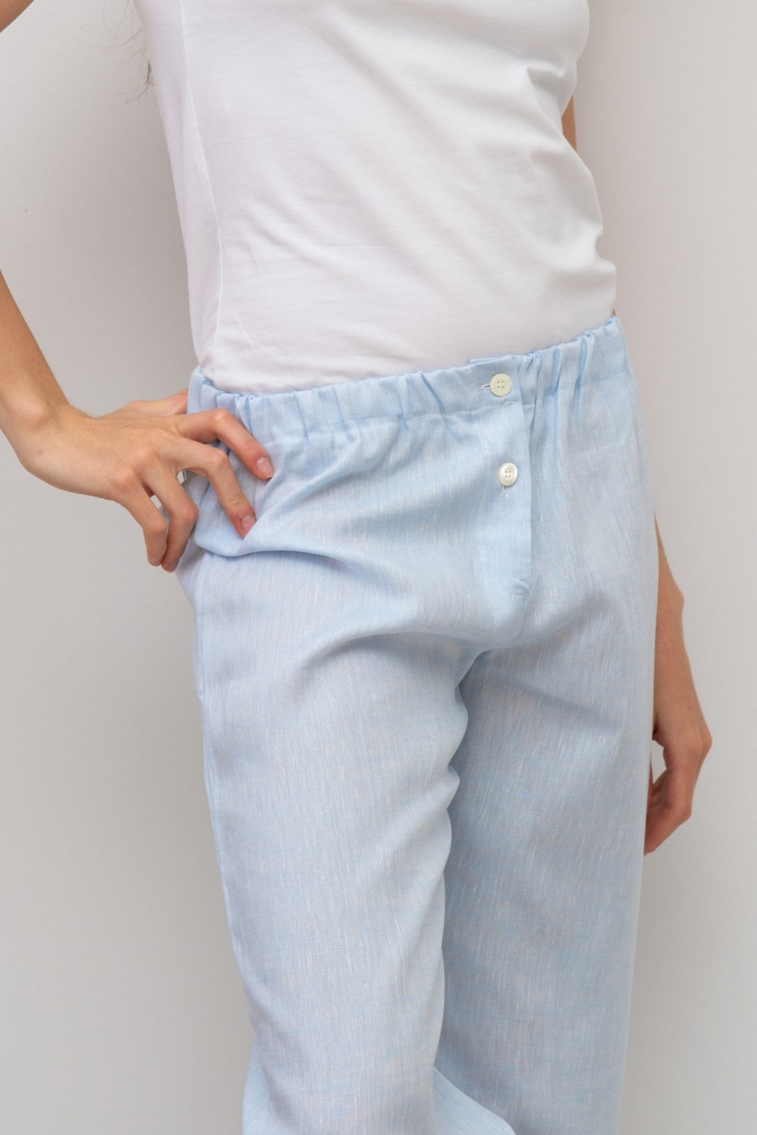 PANTALONI LINO UNITO AZZURRO PADIUNI AZZ SILVIA SCALMANA 