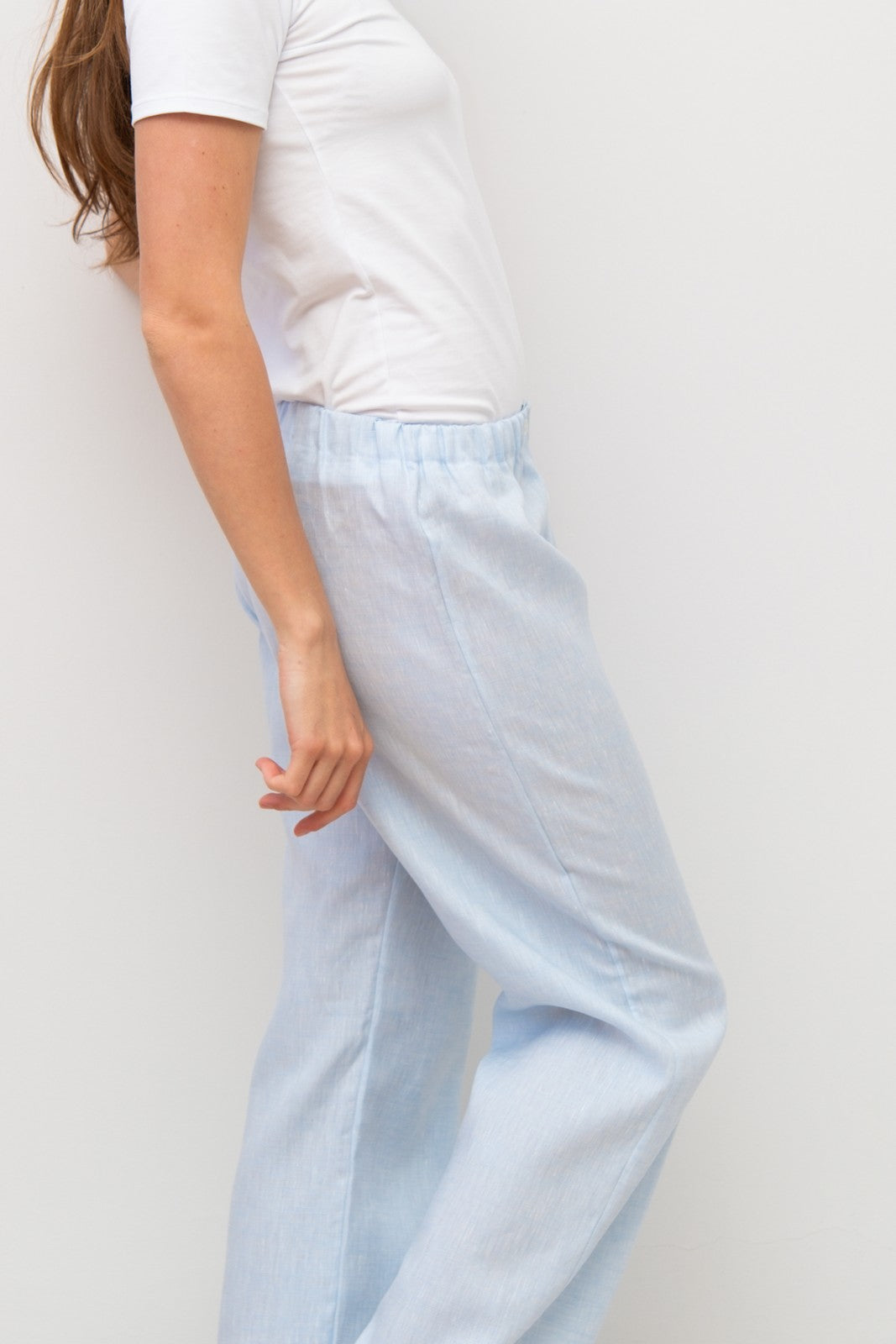PANTALONI LINO UNITO AZZURRO PADIUNI AZZ SILVIA SCALMANA 