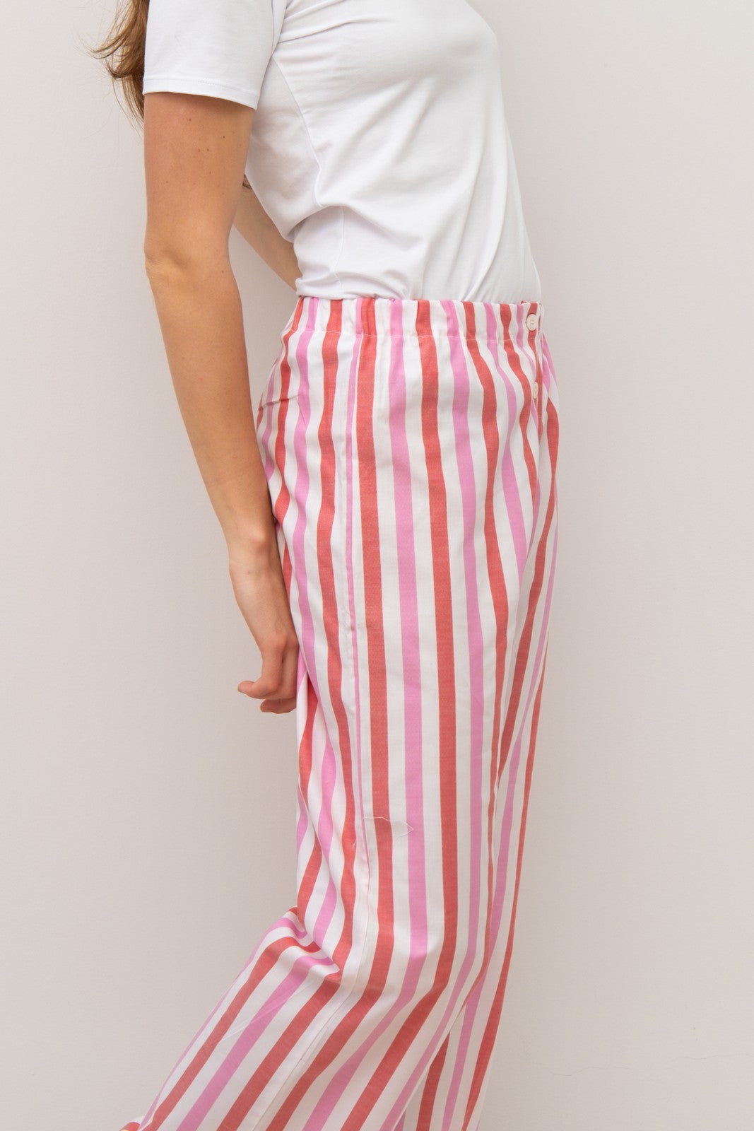 PANTALONI POPELINE DONNA TAGLIATELLA MISTA FRAGOLA/ROSSO PADP FRGROS SILVIA SCALMANA 