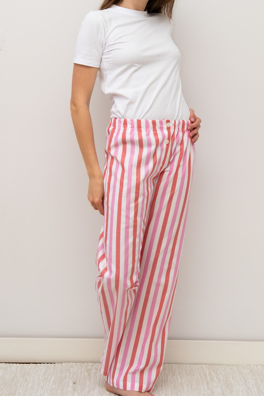 PANTALONI POPELINE DONNA TAGLIATELLA MISTA FRAGOLA/ROSSO PADP FRGROS SILVIA SCALMANA 
