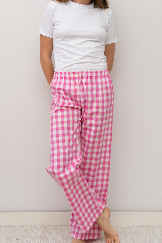 PANTALONI POPELINE DONNA QUADRONE FRAGOLA PADPQDR FRG SILVIA SCALMANA 
