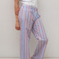 PANTALONI POPELINE DONNA RIGA FONDO AZZURRO/ROSSO PADPRFO AZZROS SILVIA SCALMANA 