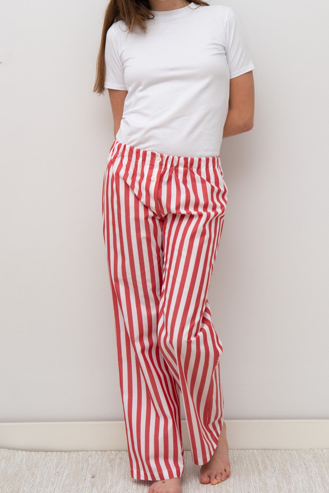 PANTALONI POPELINE DONNA TAGLIATELLA ROSSA PADPTAG ROS SILVIA SCALMANA 