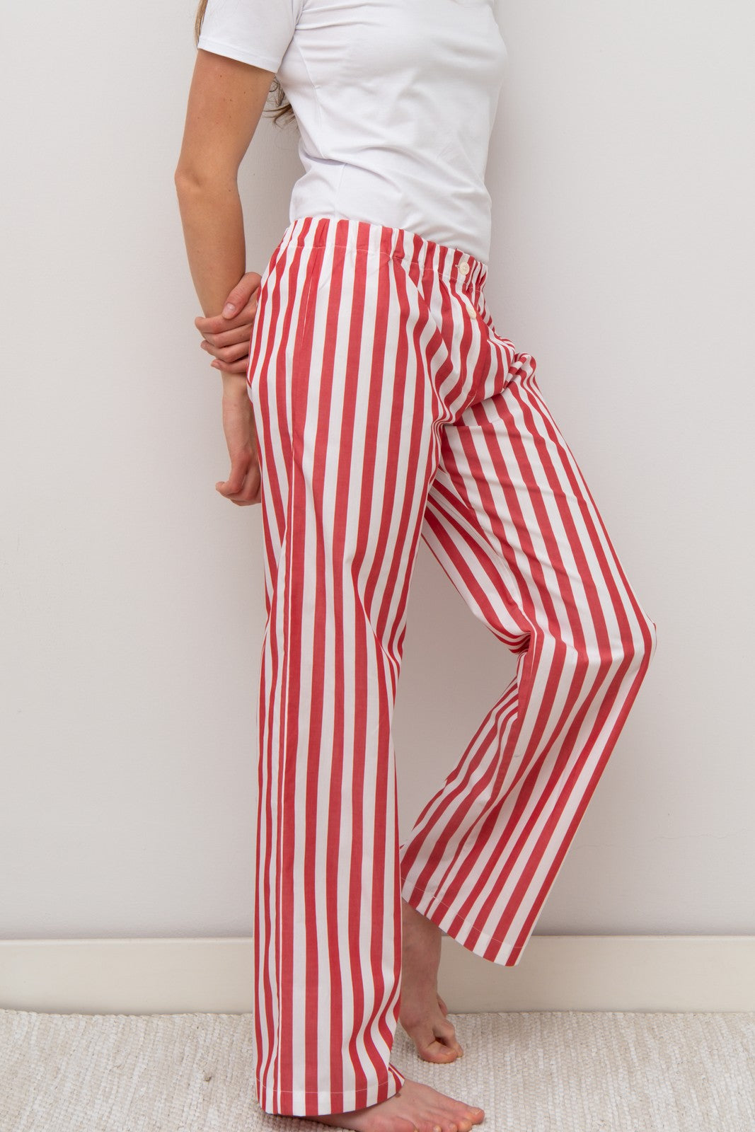 PANTALONI POPELINE DONNA TAGLIATELLA ROSSA PADPTAG ROS SILVIA SCALMANA 