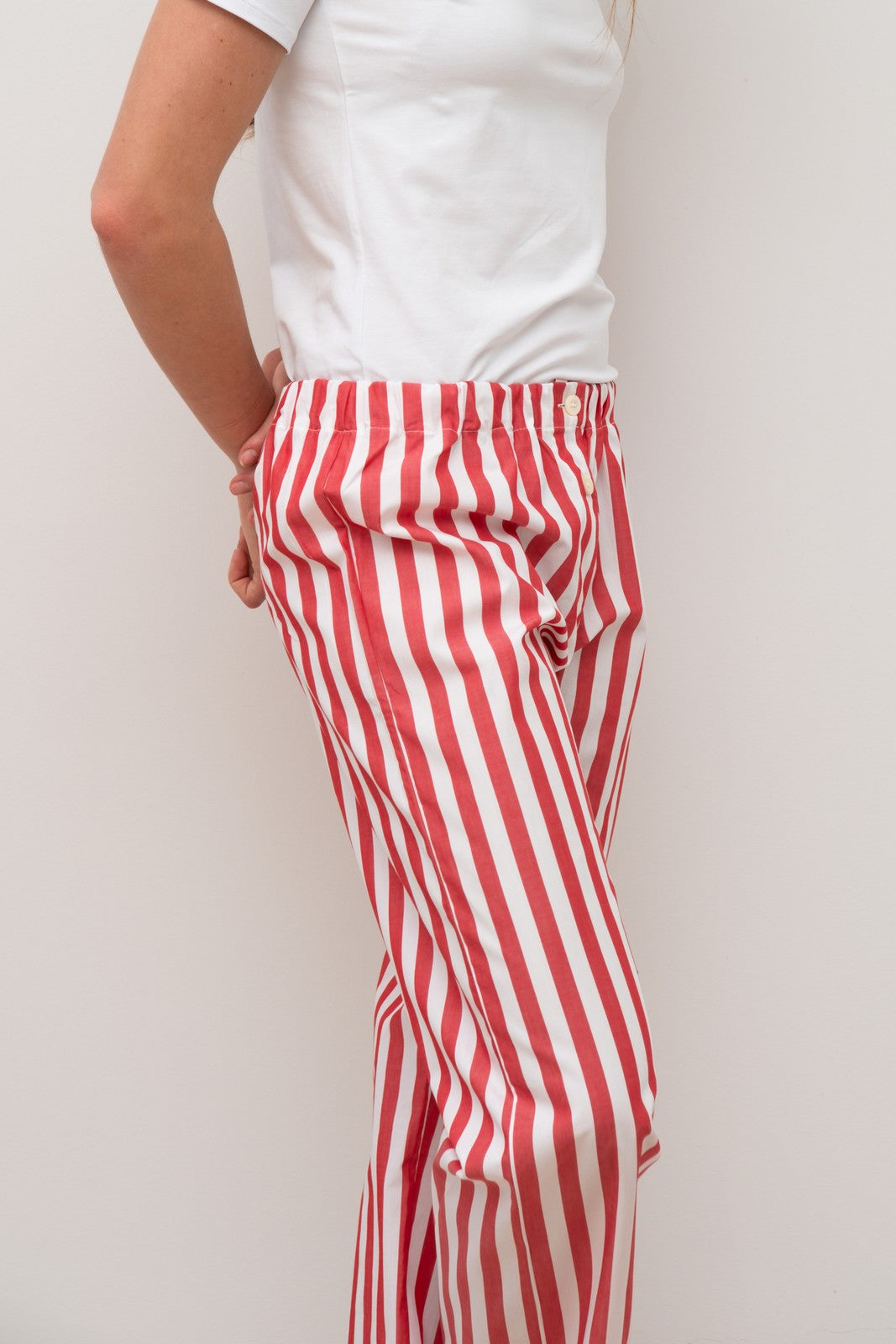 PANTALONI POPELINE DONNA TAGLIATELLA ROSSA PADPTAG ROS SILVIA SCALMANA 
