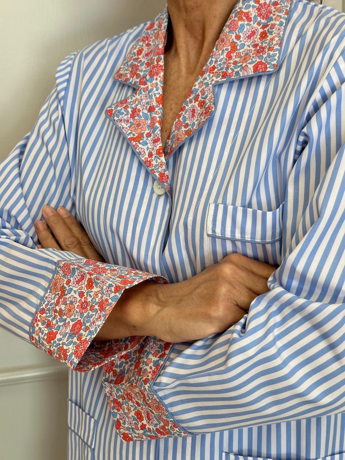 PIGIAMA DONNA BASTONCINO AZZURRO CON DETTAGLI THERESA AZZURRO MXDLBAS AZZTHERESAAZZ SILVIA SCALMANA 