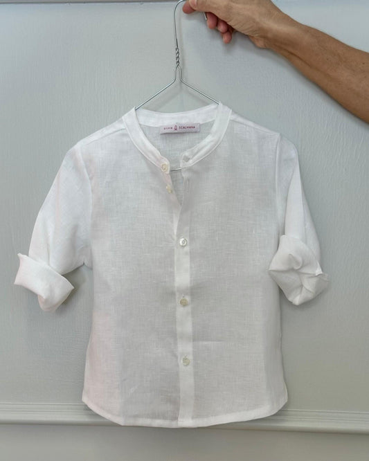 CAMICIA BAMBINO IN LINO BIANCO CKBIUNI BIA SILVIA SCALMANA 