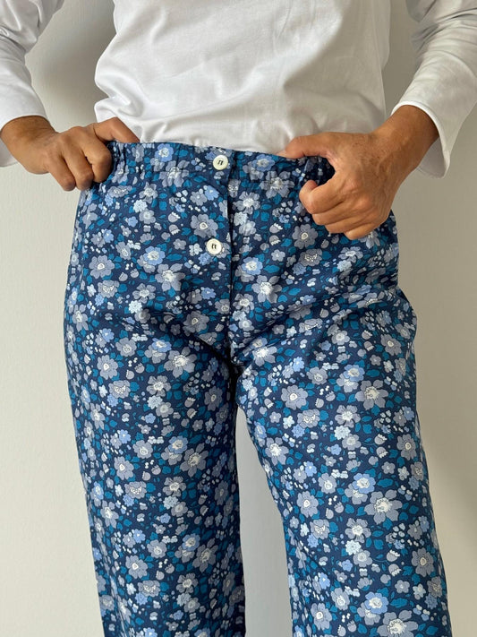 PANTALONI LIBERTY DONNA "BETSY MEADOW" BLU PDLIB BETSYFBLU SILVIA SCALMANA 