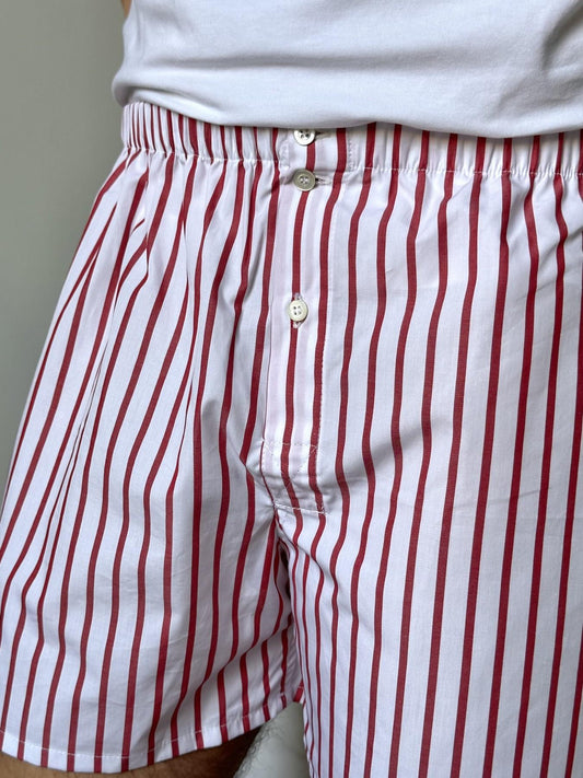 RED STRIPED POPLIN BOXER