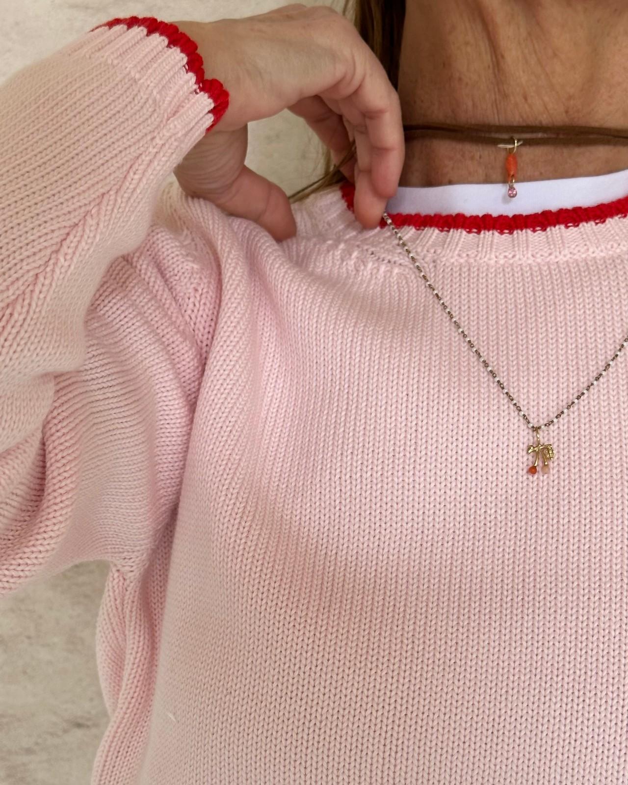 GIROCOLLO COTONE DONNA ROSA PROFILO ROSSO GIRTDC BROSAROSSO SILVIA SCALMANA 