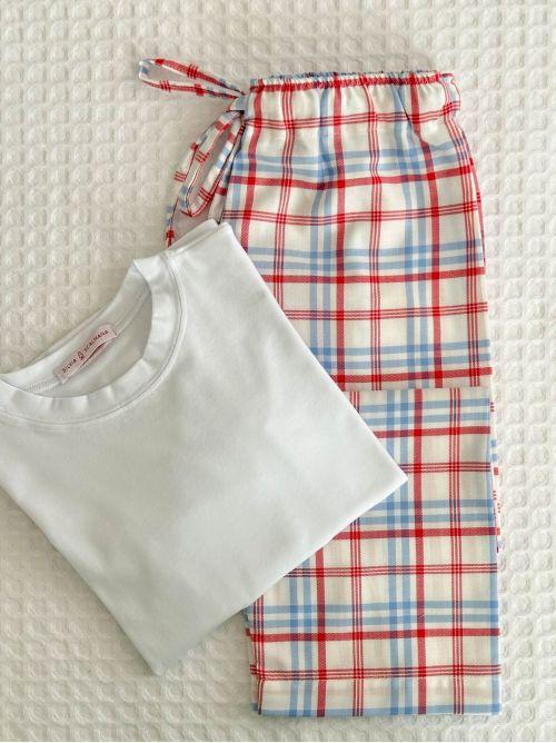 PANTRALONI BIMBO SCOZZESE AZZURRO/ROSSO PABFSCO AZZ SILVIA SCALMANA 