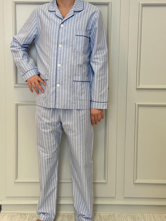 PIGIAMA UOMO OXFORD RIGA FONDO AZZURRO COUORFO AZZBLT SILVIA SCALMANA 