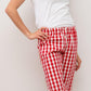 PANTALONI POPELINE DONNA QUADRO ROSSO PADPQDR ROS SILVIA SCALMANA 