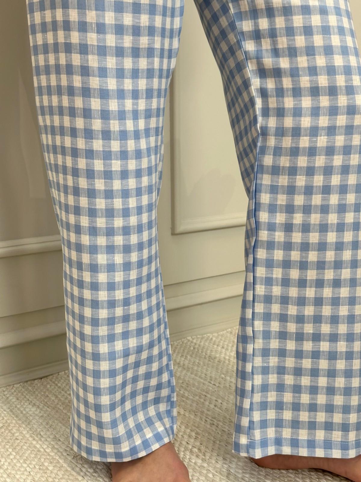 PANTALONI DONNA LINO QUADRO AZZURRO PADIQDR AZZ SILVIA SCALMANA 