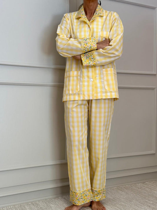 PIGIAMA DIONNA QUADRONE GIALLO CON DETTAGLI MRS STONELEY