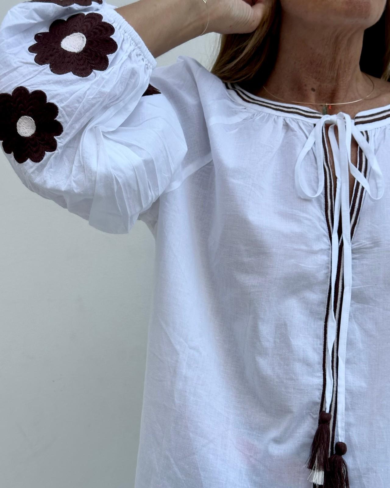 CAMICIA FIORE MARRONE FIORE MARRONE CASA DEL BIANCO 