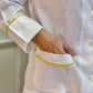 PIGIAMA DONNA IN LINO BIANCO PROFILO GIALLO