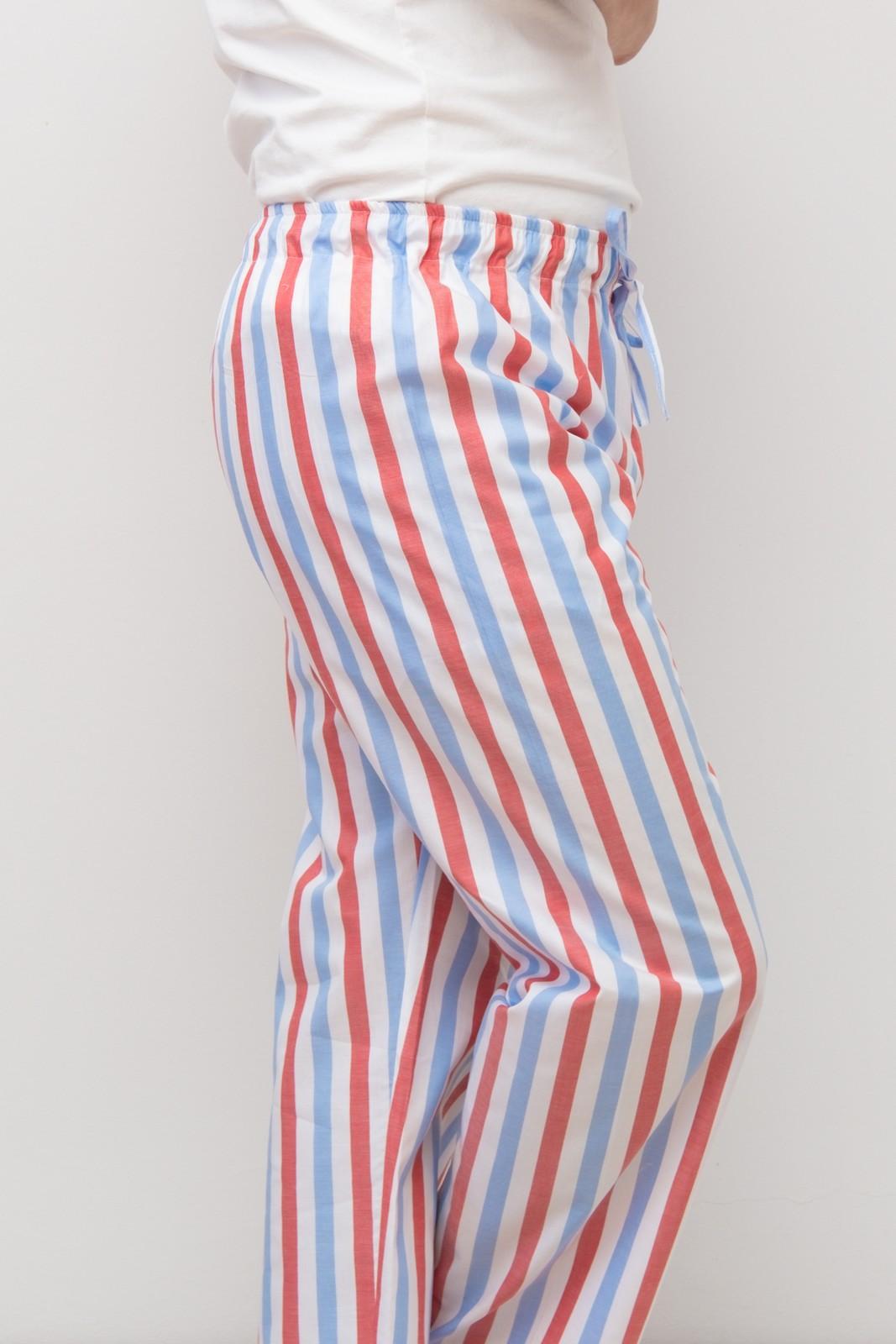 PANTALONI POPELINE UOMO TAGLIATELLA MISTA AZZURRO/ROSSO PAUPAZZ ROS SILVIA SCALMANA 