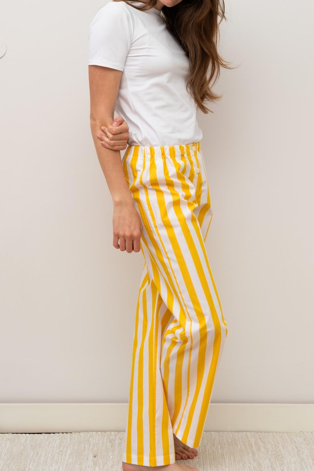 PANTALONI POPELINE DONNA RAGLIATELLA GIALLA PADPTAG GIA SILVIA SCALMANA 