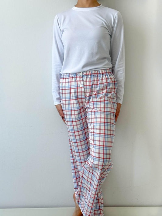 PANTALONI DONNA SCOZZESE AZZURRO/ROSSO PADFSCO AZZ SILVIA SCALMANA 