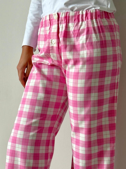 PANTALONI DONNA FLANELLA SCOZZESE ROSA PDFL SCOZZROSA SILVIA SCALMANA 