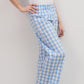 PANTALONI POPELINE DONNA QUADRONE AZZURRO PADPQDR AZZ SILVIA SCALMANA 