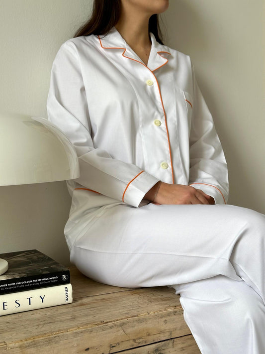 PIGIAMA DONNA BIANCO E ARANCIO