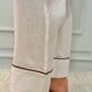 PIGIAMA DONNA IN LINO BIANCO PROFILO MARRONE