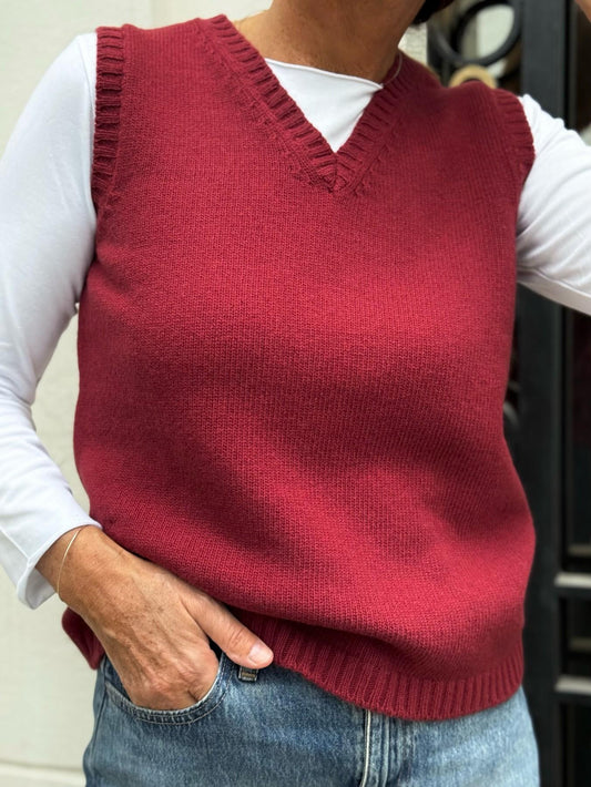 GILET DONNA IN LANA "BORDEAUX"
