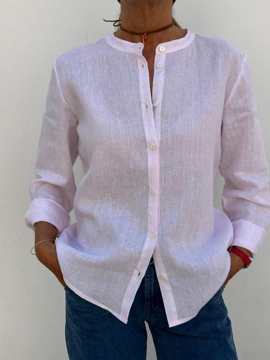 CAMICIA COREANA LINO UNITO ROSA CKDIUNI RSA SILVIA SCALMANA 