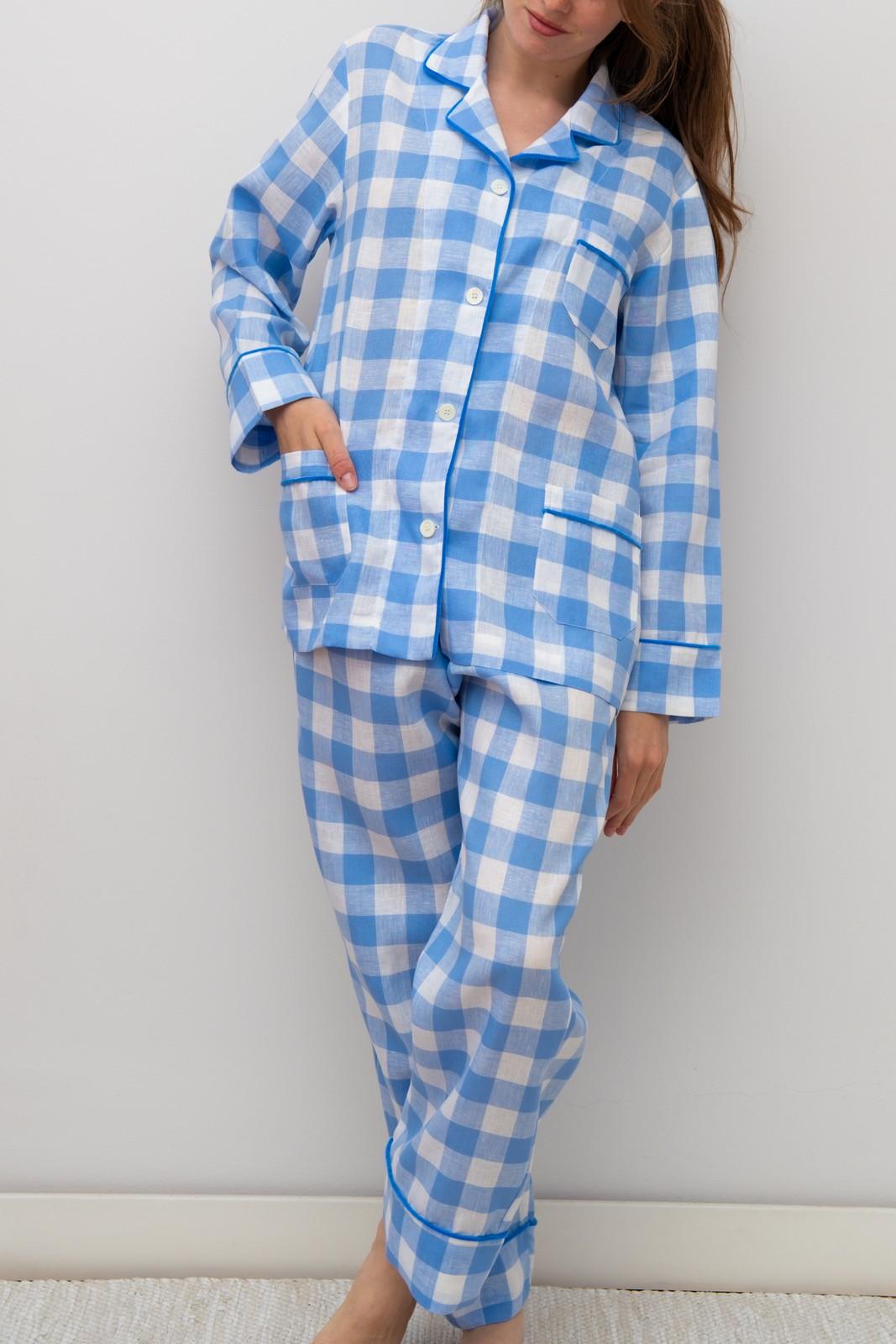 COMPLETO DONNA LINO QUADRONE AZZURRO PROFILO BLUETTE CODIQDR AZZBLU SILVIA SCALMANA 