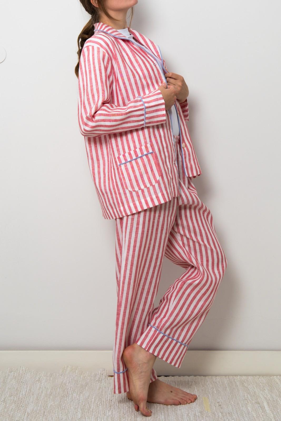 COMPLETO DONNA LINO TAGLIATELLA ROSSA PROFILO AZZURRO CODITAG ROSAZZ SILVIA SCALMANA 