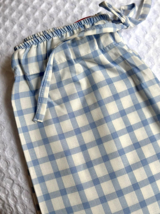 PANTALONE BAMBINO IN FLANELLA FINESTRATO AZZURRO PBFL FINESTAZZ SILVIA SCALMANA 