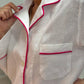 PIGIAMA DONNA IN LINO BIANCO PROFILO FRAGOLA