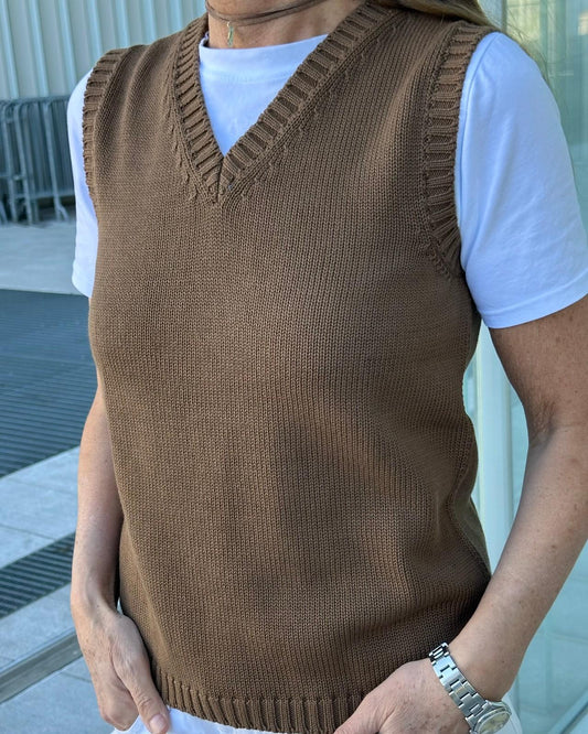 GILET COTONE DONNA MARRONE GILTDC MARRONE SILVIA SCALMANA 