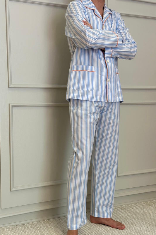 PIGIAMA UOMO RIGONE AZZURRO PROFILO ARANCIO COUPRGO AZZARA SILVIA SCALMANA 