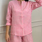 CAMICIA COREANA DONNA IN LINO QUADRO FRAGOLA CKDIQDR FRG SILVIA SCALMANA 