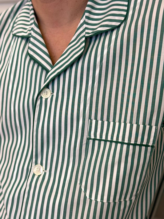 PIGIAMA UOMO POPELINE BASTONCINO VERDE PROFILO VERDE COUPBAS VERVER SILVIA SCALMANA 