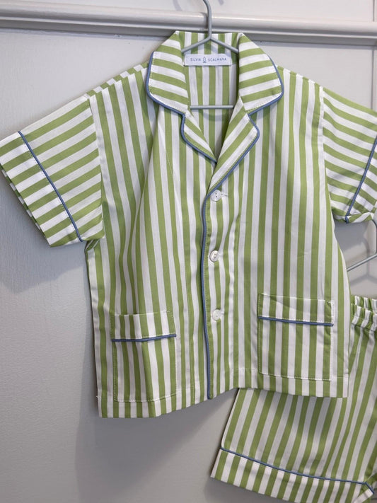 PIGIAMA CORTO BAMBINO TAGLIATELLA MELA PROFILO AZZURRO CCBPTAG MELAZZ SILVIA SCALMANA 