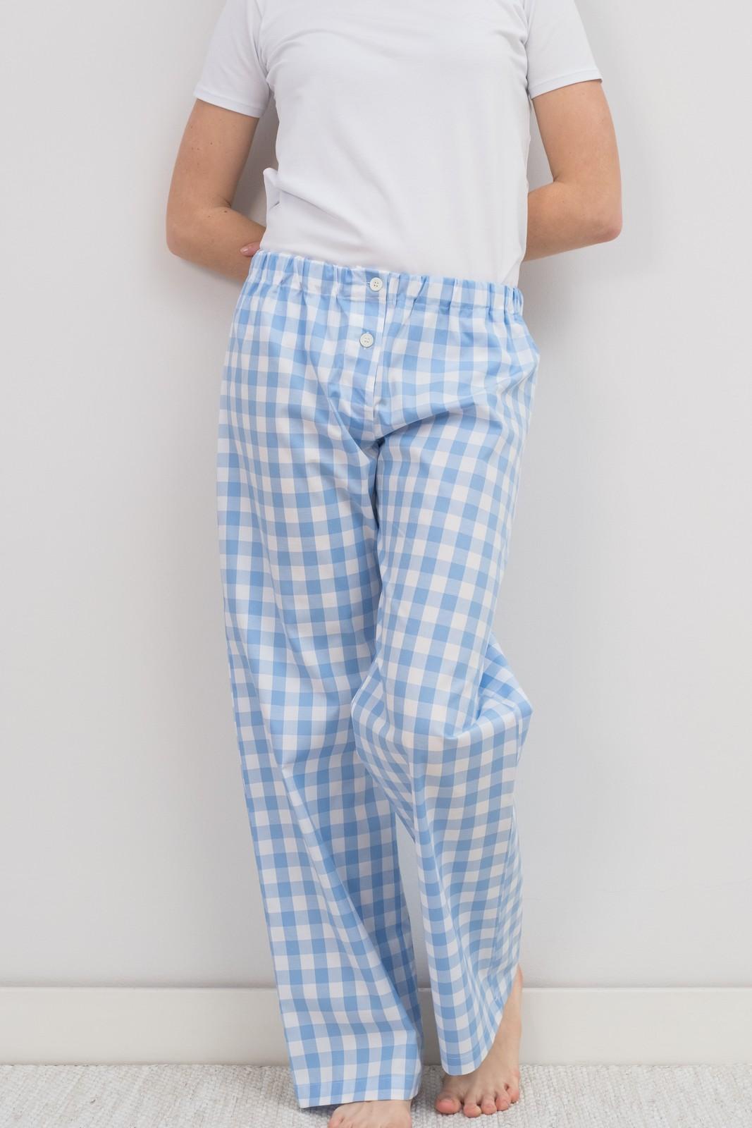 PANTALONI POPELINE DONNA QUADRONE AZZURRO PADPQDR AZZ SILVIA SCALMANA 