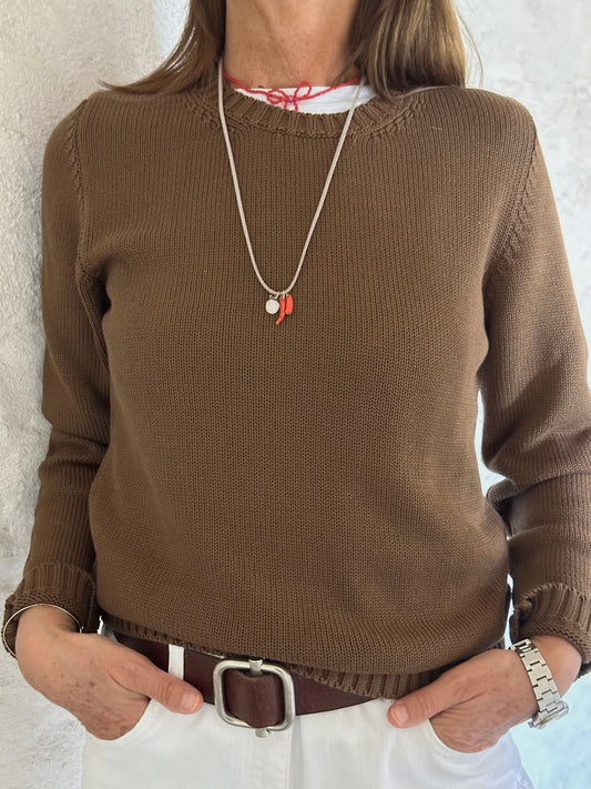 GIROCOLLO DONNA IN COTONE MARRONE
