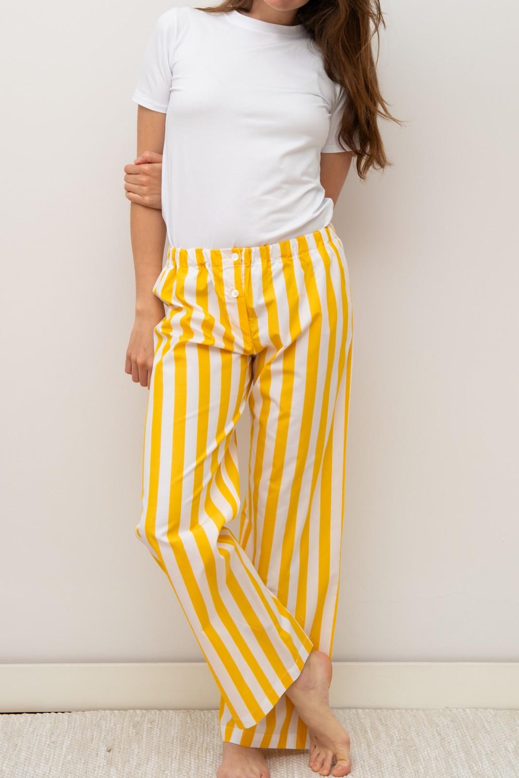 PANTALONI POPELINE DONNA RAGLIATELLA GIALLA PADPTAG GIA SILVIA SCALMANA 